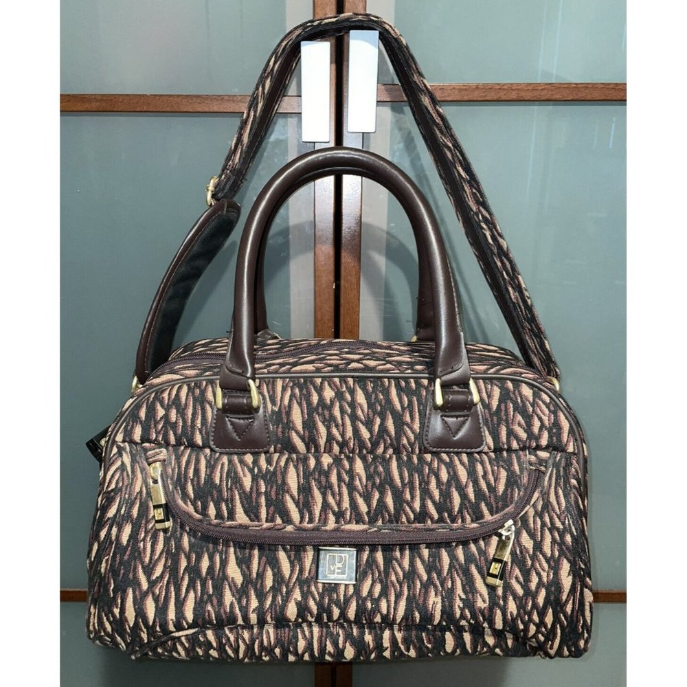 Diane Von Furstenberg Brown Abstract Print Tapestry Carry On Luggage Travel Bag